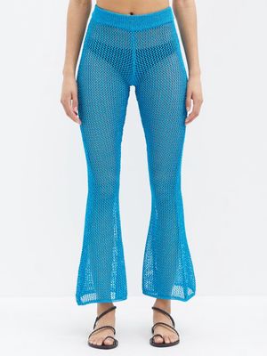 Dodo Bar Or - Karel Crocheted Flared-leg Trousers - Womens - Blue