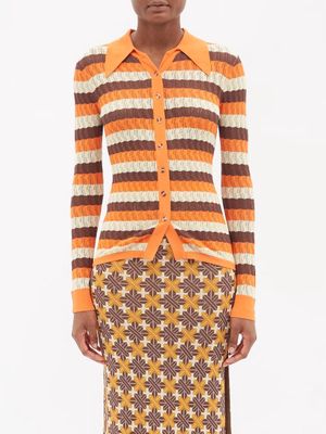 Dodo Bar Or - Leta Striped Knit Shirt - Womens - Orange Multi