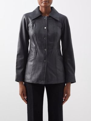 Dodo Bar Or - Luna Collared Leather Shirt - Womens - Black