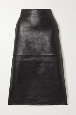 Dodo Bar Or - Marry Paneled Leather Midi Skirt - Black