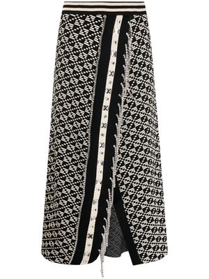 Dodo Bar Or monogram-pattern midi skirt - Black