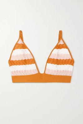 Dodo Bar Or - Robin Striped Pointelle-knit Soft-cup Triangle Bra - Orange