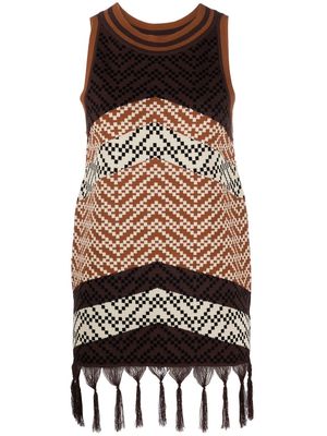Dodo Bar Or striped fringed knitted dress - Brown