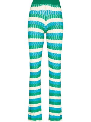 Dodo Bar Or Tati striped open-knit flared trousers - Green