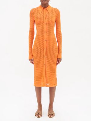 Dodo Bar Or - Tory Pointelle-knit Midi Dress - Womens - Orange