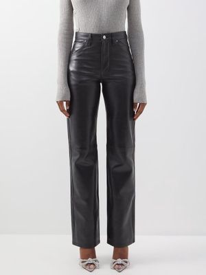 Dodo Bar Or - Wrandy Leather Straight-leg Trousers - Womens - Black