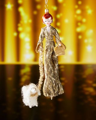 Dog-Walking Fashion Lady Holiday Ornament
