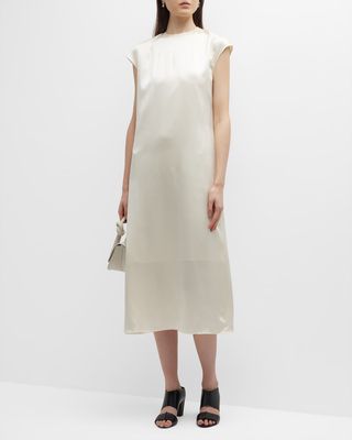 Dola Cap-Sleeve Silk Midi Dress