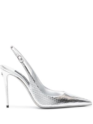 Dolce & Gabbana 120mm metallic snakeskin pumps - Silver