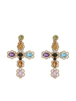 Dolce & Gabbana 18kt yellow gold cross gemstone drop earrings