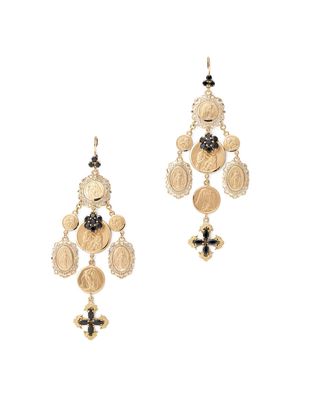 Dolce & Gabbana 18kt yellow gold Sicily cross-pendant earrings