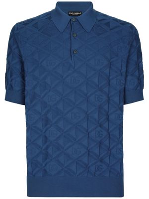 Dolce & Gabbana 3D jacquard silk polo shirt - Blue