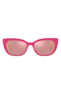 Dolce & Gabbana 49mm Small Mirrored Cat Eye Sunglasses in Rose Gold
