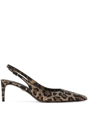 Dolce & Gabbana 60mm leopard-print slingback pumps - Brown