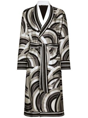 Dolce & Gabbana abstract-print silk robe - Grey