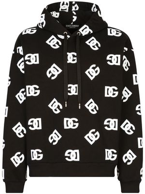 Dolce & Gabbana all-over logo-print cotton hoodie - Black