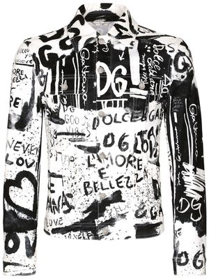 Dolce & Gabbana all-over logo-print denim jacket - Black