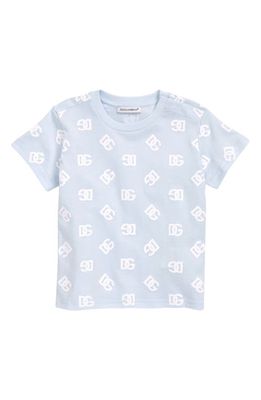 Dolce & Gabbana Allover DG Logo Cotton T-Shirt in Light Blue Print