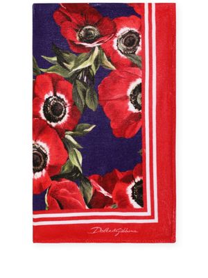 Dolce & Gabbana Anemone cotton beach towel - Red