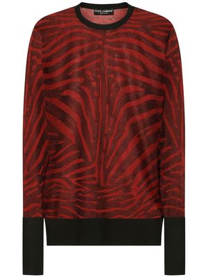 Dolce & Gabbana animal-print panelled knitted top - Red