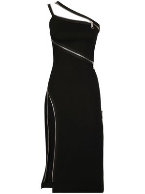 Dolce & Gabbana asymmetric zip-detail midi dress - Black