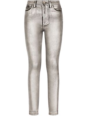 Dolce & Gabbana Audrey metallic-effect skinny jeans - Silver