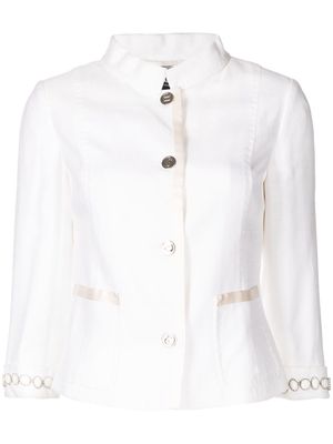Dolce & Gabbana band-collar fitted jacket - White