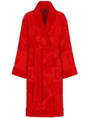 Dolce & Gabbana Barocco logo-jacquard robe - RED
