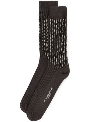 Dolce & Gabbana bead-embellished ribbed-knit socks - Brown