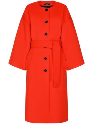 Dolce & Gabbana belted single-breasted coat - Orange