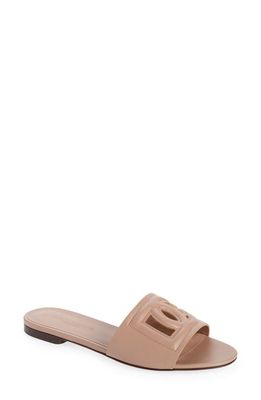 Dolce & Gabbana Bianca Interlock Slide Sandal in Powder Pink