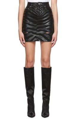 Dolce & Gabbana Black Denim Zebra Miniskirt