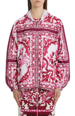 Dolce & Gabbana Blu Mediterraneo Hooded Windbreaker in Pink Multicolor