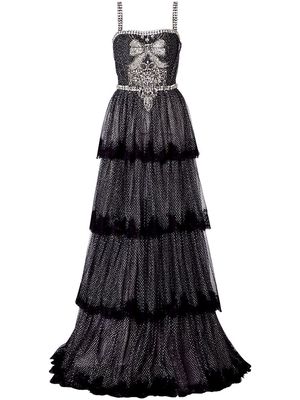 Dolce & Gabbana bow crystal-embellished evening gown - Silver