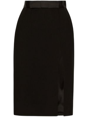 Dolce & Gabbana bow-detail virgin wool-blend skirt - Black