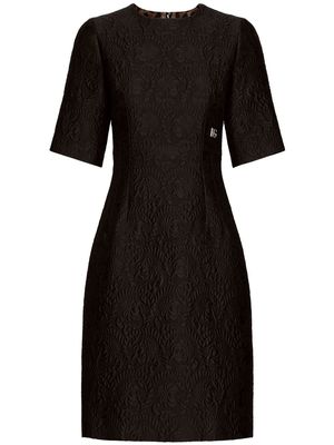 Dolce & Gabbana brocade logo flared dress - Black
