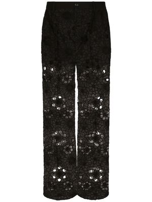 Dolce & Gabbana broderie-anglaise tailored trousers - Black