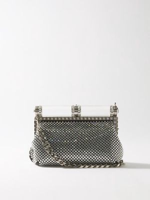 Dolce & Gabbana - Bubu Crystal-embellished Satin Clutch Bag - Womens - Silver