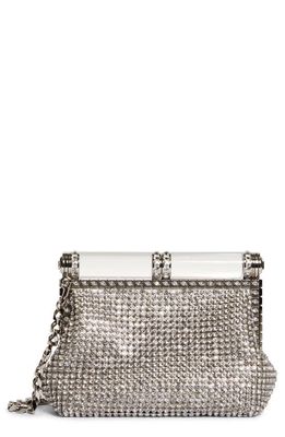Dolce & Gabbana Bubù Crystal Mesh Satin Evening Bag in Silver