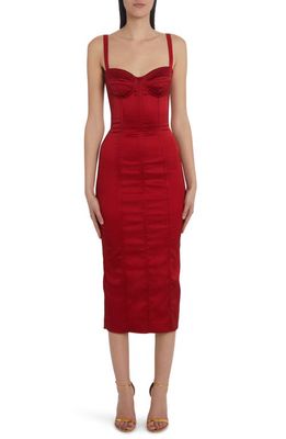 Dolce & Gabbana Bustier Satin Sheath Dress in Red