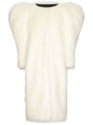 Dolce & Gabbana butterfly-shoulder faux-fur coat - White