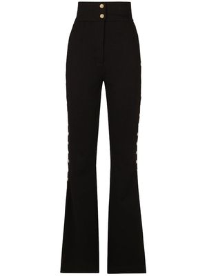 Dolce & Gabbana button-detail bootcut high-waisted trousers - Black