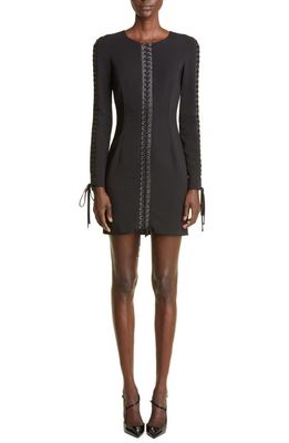 Dolce & Gabbana Cady Long Sleeve Corset Detail Dress in N0000 Nero