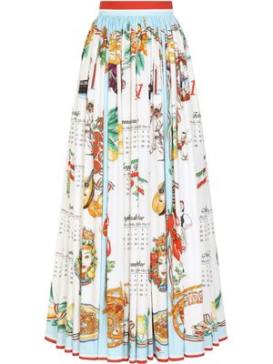 Dolce & Gabbana calendar-print maxi skirt - White