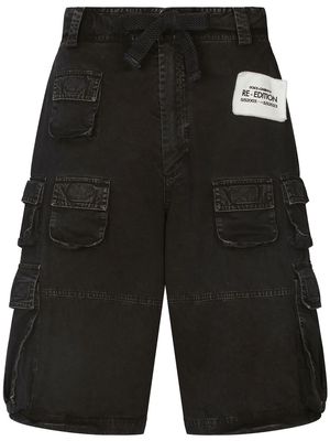 Dolce & Gabbana cargo-pockets washed denim shorts - Black