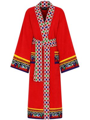 Dolce & Gabbana Carretto Siciliano printed trim bathrobe - Red