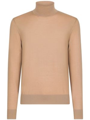 Dolce & Gabbana cashmere-silk roll-neck jumper - Neutrals