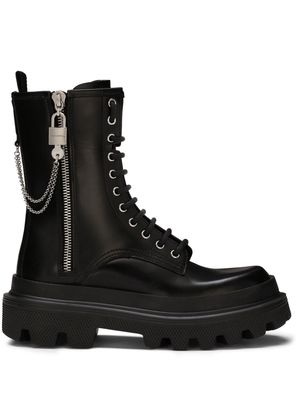 Dolce & Gabbana chain-link detail ankle boots - Black