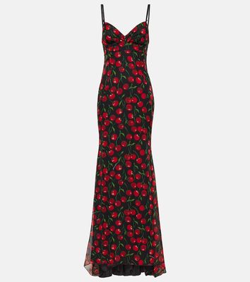 Dolce & Gabbana Cherry printed silk chiffon gown