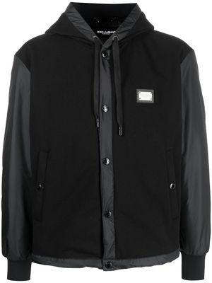 Dolce & Gabbana chest logo-plaque hooded jacket - Black